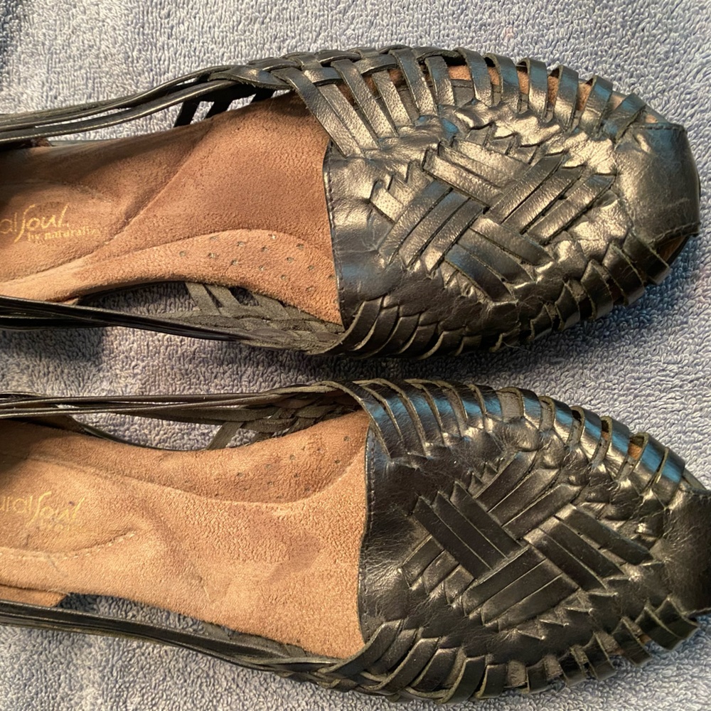 Naturalizer Black Woven Leather Flats